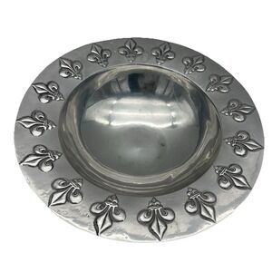 Vintage 18" Mariposa Fleur De Lis Brillante Large Pewter Serving Bowl Mexico
